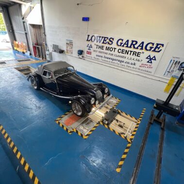 Lowes garage, worcester showing MOT bay