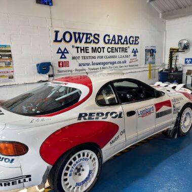 Lowes garage, worcester showing MOT bay