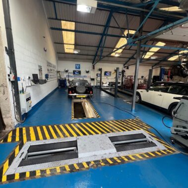 Lowes garage, worcester showing MOT bay